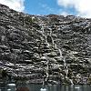 Snowy waterfall near the Piloto Glacier